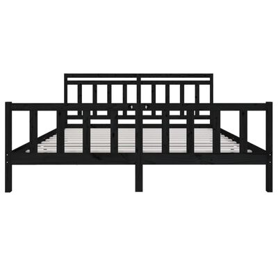 vidaXL Okvir za krevet od masivnog drva crni 200 x 200 cm