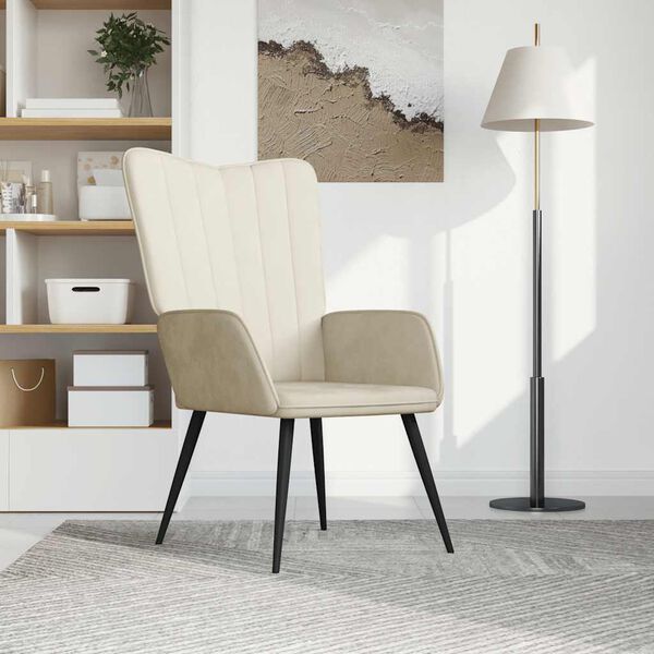 vidaXL Stolica za opu&scaron;tanje krem bijela bar&scaron;unasta