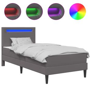 vidaXL Krevetna konstrukcija Siva 90 x 200 cm Umjetna koža