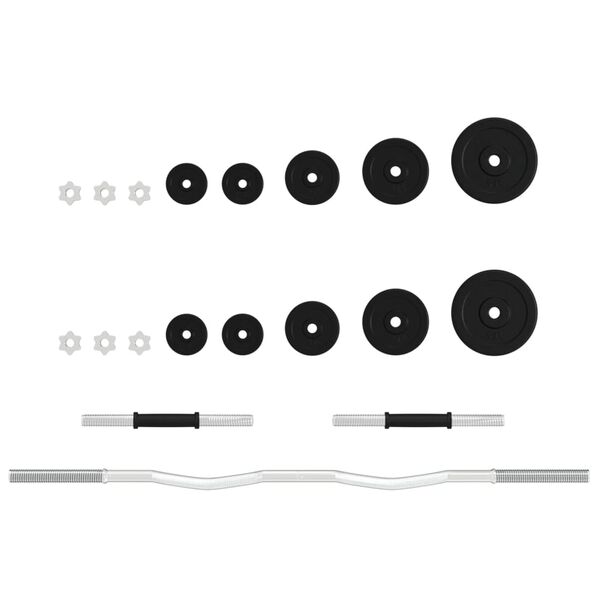 vidaXL Set dvoručnih i jednoručnih utega 30 kg od lijevanog željeza