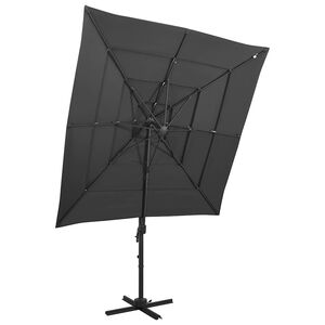 vidaXL Vrtni suncobran s 4 razine i stupom 250 x 250 cm antracit