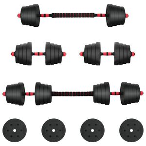 vidaXL 2-u-1 set bućica 40kg Crna i crvena Cement i pijesak od željeza