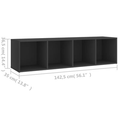 vidaXL TV ormarić sivi 142,5 x 35 x 36,5 cm od konstruiranog drva