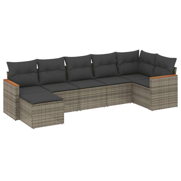 vidaXL 7-dijelni set vrtnih sofa sivi od poliratana