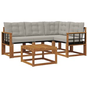vidaXL Set vanjskih sofa s jastukom 5 pcs Prirodna i svijetlo siva