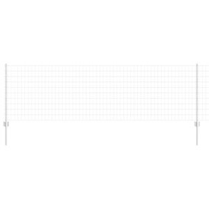vidaXL Ograda s postovima Srebrno