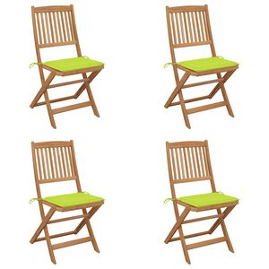 vidaXL Sklopive vrtne stolice s jastucima 4 kom masivno bagremovo drvo