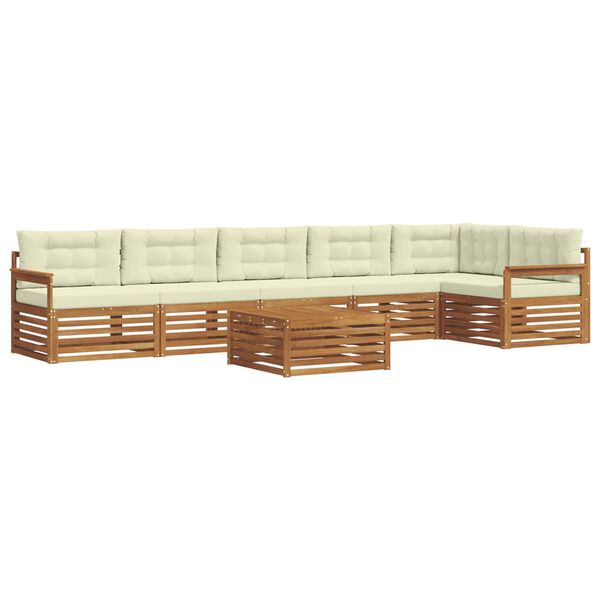 vidaXL Set vanjskih sofa s jastukom 7 pcs Prirodna i krem