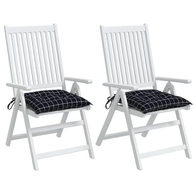 vidaXL Jastuci za stolice 2 kom crni karirani 40x40x7 cm od tkanine