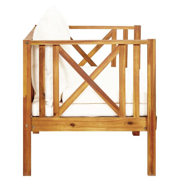 vidaXL Vrtna klupa za 2 osobe s jastucima 122cm masivno bagremovo drvo