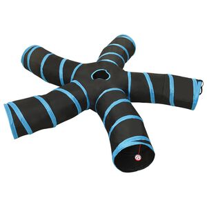 vidaXL Mačji tunel 5-smjerni crno-plavi 25 cm poliester