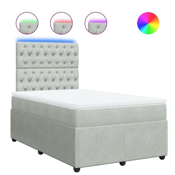 vidaXL Krevet s oprugama i madracem svjetlosivi 120x190 cm bar&scaron;unasti