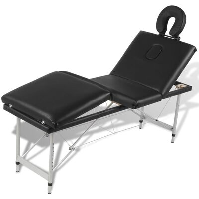 vidaXL Crni sklopivi stol za masažu s 4 zone i aluminijskim okvirom