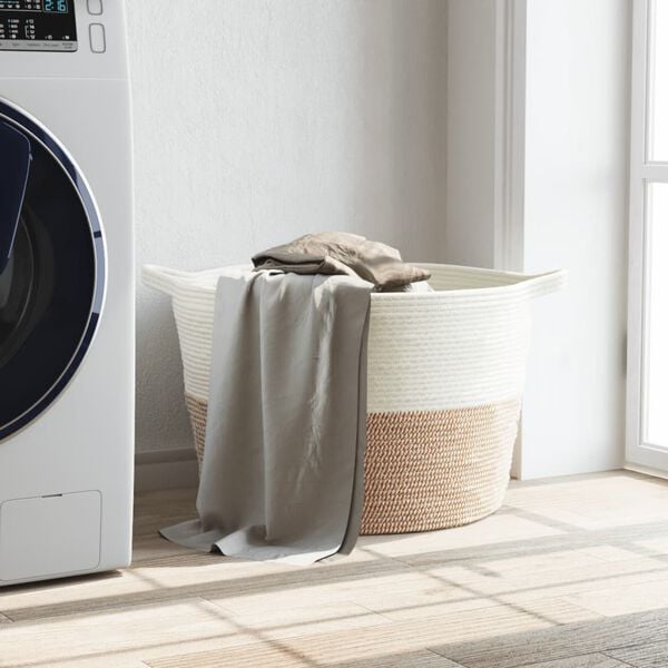 vidaXL Ko&scaron;ara za rublje sivo-bijela &Oslash; 60 x 36 cm pamučna