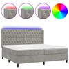 vidaXL Krevet box spring s madracem LED svjetlosivi 200x200 cm bar&scaron;un