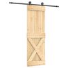 vidaXL Klizna vrata Prirodna i crna 70 x 210 cm Čvrsta borovina