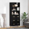 vidaXL Highboard Crni hrast 69,5 x 32,5 x 180 cm Konstruirano drvo