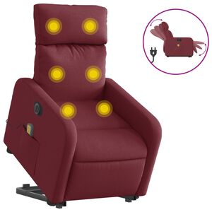 vidaXL Električni masažni naslonjač na podizanje od tkanine boja vina