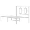 vidaXL Metalni okvir krevet bez madraca s uzglavljem bijeli 75x190 cm