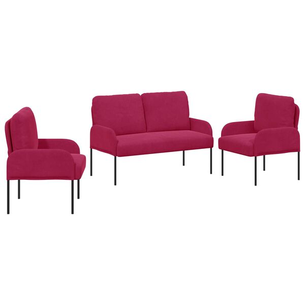 vidaXL Setovi sofa 3 pcs Vinska crvena 115 x 56 x 80 cm &Scaron;perploča