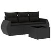 vidaXL 4-dijelni set vrtnih sofa od poliratana s jastucima crni