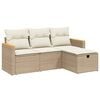 vidaXL 4-dijelni set vrtnih sofa s jastucima bež od poliratana
