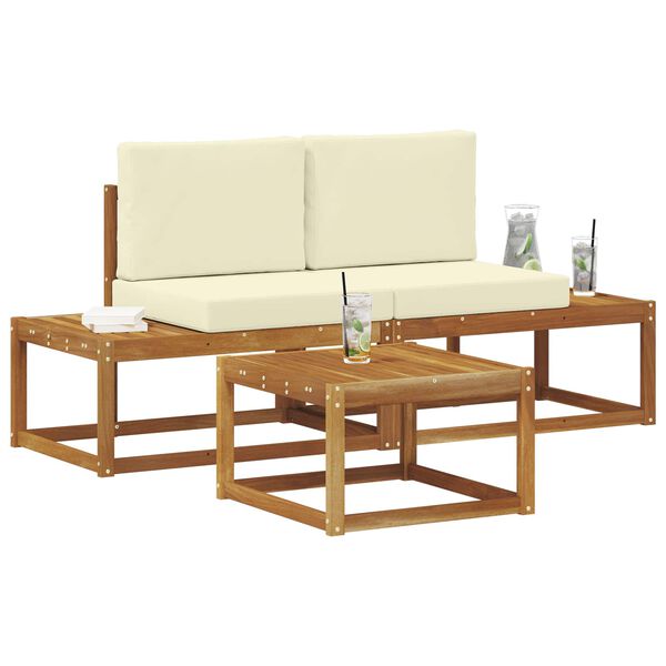 vidaXL Set vanjskih sofa s jastukom 3 pcs Prirodna