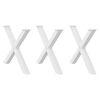 vidaXL Noge za blagovaonski stol X-oblikovane 3 kom Bijele 90 x (72-73) cm Čelične