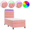 vidaXL Krevet box spring s madracem LED ružičasti 90x200 cm bar&scaron;unasti