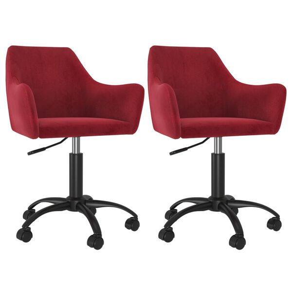 vidaXL Okretne blagovaonske stolice 2 kom crvena boja vina bar&scaron;unaste