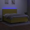vidaXL Krevet box spring s madracem LED zeleni 160x200 cm od tkanine