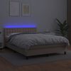 vidaXL Krevet box spring madrac LED cappuccino 140x200cm umjetna koža