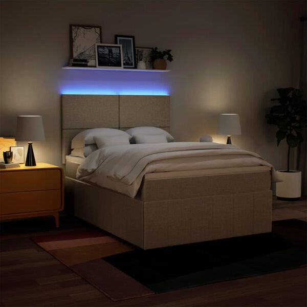 vidaXL Krevet s oprugama i madracem krem 140 x 190 cm od tkanine