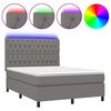 vidaXL Krevet box spring s madracem LED tamnosivi 140x200 cm tkanina