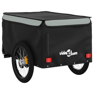 vidaXL Prikolica za bicikl crno-siva 45 kg željezna
