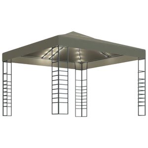 vidaXL Vrtni &scaron;ator s LED svjetlosnim trakama 3 x 3 m smeđe-sivi