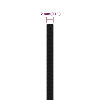 vidaXL Radno uže crno 2 mm 25 m poliestersko