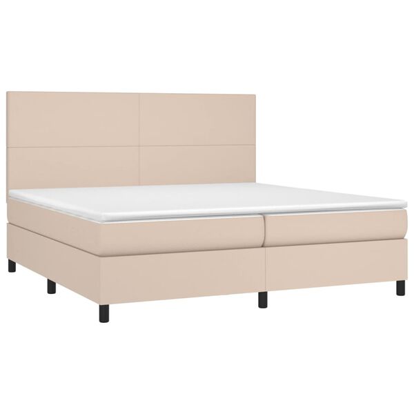 vidaXL Krevet box spring s madracem cappuccino 200x200cm umjetna koža