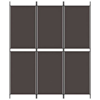 vidaXL Sobna pregrada s 3 panela smeđa 150x180 cm od tkanine