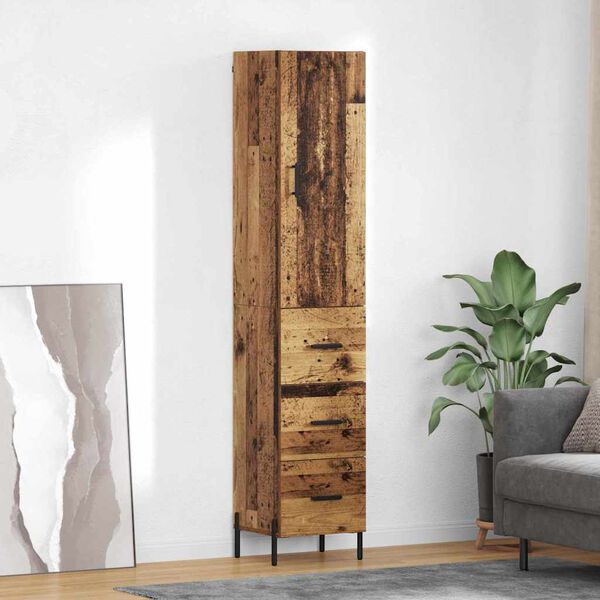 vidaXL Highboard Staro drvo 34,5 x 34 x 180 cm Konstruirano drvo