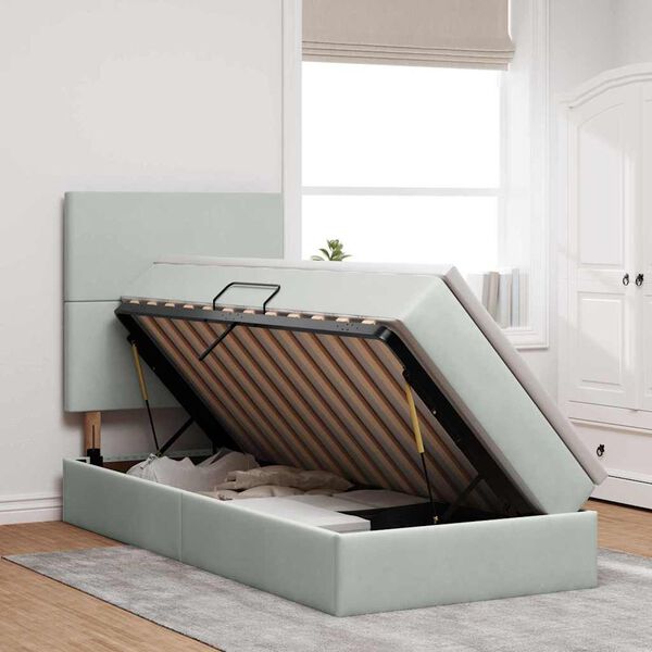 vidaXL Krevet s madracem i skladi&scaron;tem Svijetlo siva 100 x 200 cm