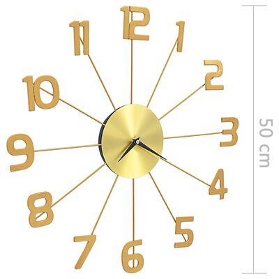vidaXL Zidni sat metalni 50 cm zlatni