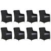 vidaXL 9-dijelni vrtni blagovaonski set od poliratana crni