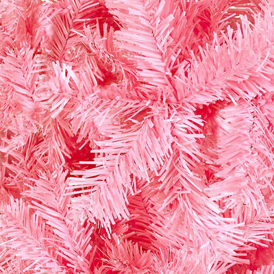 vidaXL Tanko osvijetljeno božićno drvce s kuglicama ružičasto 210 cm