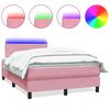 vidaXL Box Spring krevet s madracem i LED ružičasti 120x220 cm samt