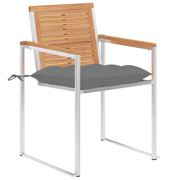 vidaXL Vrtne stolice s jastucima 2 kom od masivne tikovine i čelika