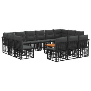 vidaXL Set vanjskih sofa 14 pcs Crna i tamno siva Poliester