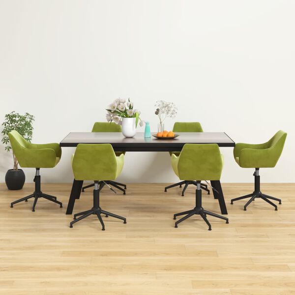 vidaXL Okretne blagovaonske stolice 6 kom svjetlozelene bar&scaron;unaste