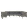 vidaXL 9-dijelna vrtna garnitura od poliratana s jastucima siva
