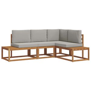 vidaXL Set vanjskih sofa s jastukom 4 Komad Prirodna i svijetlo siva